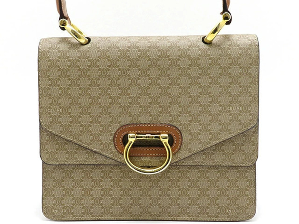 Celine Macadam handbag Beige Cream brown leather